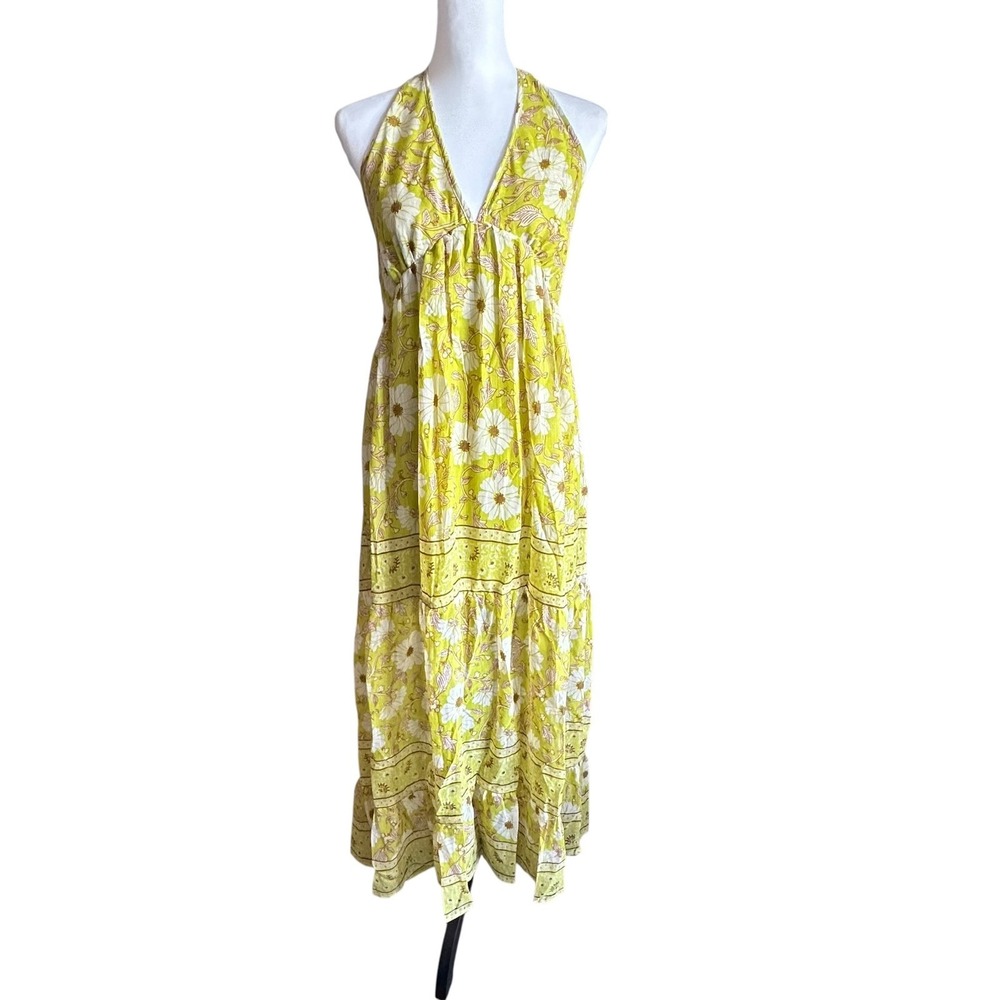 Band of the‎ Free Dress NWT Medium Keahi Lime Floral Halter Neck Maxi Bohemian